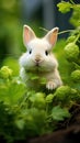 a white rabbit in a plant Royalty Free Stock Photo