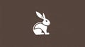 White rabbit silhouette with a minimalist design against a solid brown backgrou Royalty Free Stock Photo