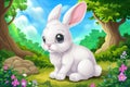 White Rabbit in Forest Royalty Free Stock Photo