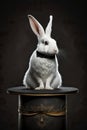 white rabbit sitting on a top hat Royalty Free Stock Photo