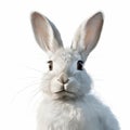 Realistic Hyper-detailed White Rabbit Close-up On White Background