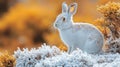 White rabbit in snowy landscape Royalty Free Stock Photo
