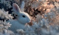 A white rabbit is standing in a field of snow Royalty Free Stock Photo