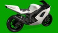 White Racing Bike View From Right Side On Green Screen-3D Rendering Photos