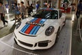 White Racing Ferrari car on display