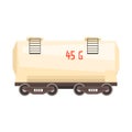 White railroad tank wagon. Colorful cartoon illustration