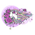 White, rainbow unicorn. Cute fantasy animal. Vector illustration