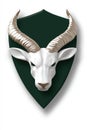 White ram head trophy on dark green shield Royalty Free Stock Photo