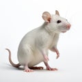 Precisionism-inspired White Rat Standing Against White Background