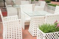 White rattan sofa and table sets