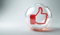 White Realistic Bubble With Red Thumbs Up And Shadow On White Background Royalty Free Stock Photo