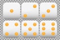 White realistic dice collection with yellow dots set of 6 vector available