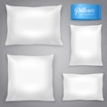 White Realistic Pillows Background Set