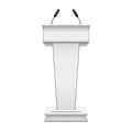 White realistic podium with microphone or pulpit