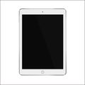 White realistic smart tablet with blank black screen. Vector illustration eps 10