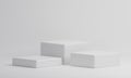 White rectangle cube product showcase table on isolate background. Abstract minimal geometry concept. Studio podium platform.