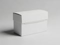 A white rectangular box with a hinged lid on a plain gray background Royalty Free Stock Photo