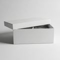 White rectangular box with open lid on plain background Royalty Free Stock Photo