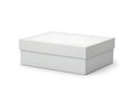 White rectangular box with lid on white background, minimalist packaging, clean design, modern storage, simple box, elegant Royalty Free Stock Photo