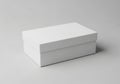 White rectangular box with lid on gray background, packaging and storage solution Royalty Free Stock Photo