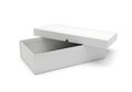 A white rectangular box with a lid, open and empty, against a white background Royalty Free Stock Photo