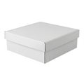White rectangular box with a lid on a plain white background for packaging and storage purposes Royalty Free Stock Photo