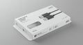 White rectangular box showcasing a USB cable mockup, featuring two black cables Royalty Free Stock Photo