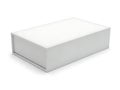 White rectangular box with smooth surface and rounded edges isolated on white background Royalty Free Stock Photo