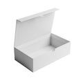 A white rectangular cardboard box with its lid open and empty inside Royalty Free Stock Photo