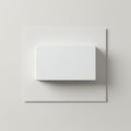 A white rectangular 3D object centrally mounted on a flat white square surface, creatin Royalty Free Stock Photo