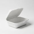 White rectangular foam container with a hinged lid, open to reveal an empty interior. Royalty Free Stock Photo