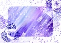 White Rectangular Frame for text, snow and leaf. Watercolor Winter Background Royalty Free Stock Photo
