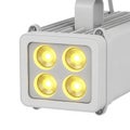 White Rectangular LED Spotlight with Four Yellow Light Sources image photo Royalty Free Stock Photo