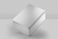 White Rectangular Metal box, blank aluminium can container with lid, 3d rendered isolated on light background Royalty Free Stock Photo