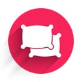 White Rectangular pillow icon isolated with long shadow. Cushion sign. Red circle button. Vector Royalty Free Stock Photo
