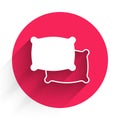 White Rectangular pillow icon isolated with long shadow. Cushion sign. Red circle button. Vector Royalty Free Stock Photo