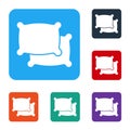 White Rectangular pillow icon isolated on white background. Cushion sign. Set icons in color square buttons. Vector