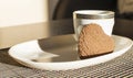 Heart-shaped cookies and a Cup of coffee. Royalty Free Stock Photo