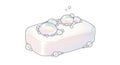 White rectangular soap dish with colorful iridescent bubbles in minimalist illustration style Royalty Free Stock Photo