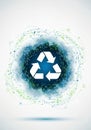 White recycling symbol with three arrows on a gradient blue background. Surrounding Royalty Free Stock Photo
