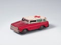 White and red ambulance tin toy car Royalty Free Stock Photo