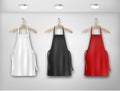 A white, red and black aprons. Mockup aprons.