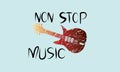 Non stop music set and roll vector t-shirt typography white red black color vintage music t shirt design