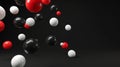 white, red and black Floating spheres empty space for product show on dark . Generative Ai