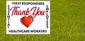 sign with red heart thanking first responders Royalty Free Stock Photo