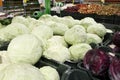 White and red cabbages in a grocery Royalty Free Stock Photo