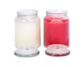 White and red candles in house warmer house jar Royalty Free Stock Photo