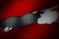 White and red carbon fiber tear on the black metallic mesh. Royalty Free Stock Photo