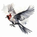 Surrealistic Watercolor Illustration Of A Flying Cardinal Bird Royalty Free Stock Photo