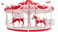 White and red carousel with heart-shaped horses Royalty Free Stock Photo